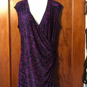Chaps Navy/Purple Dress Large